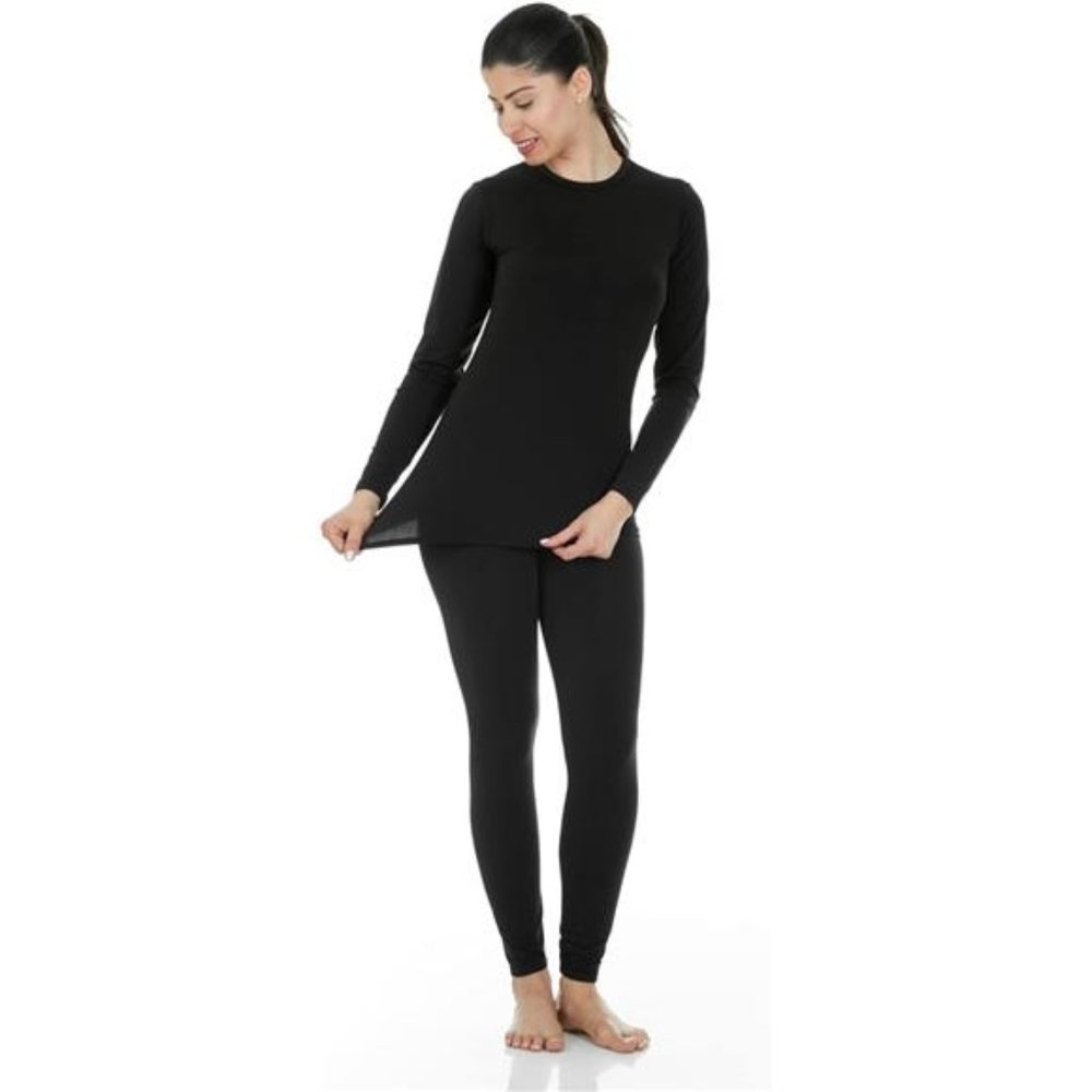 Long Johns Thermal Underwear for Women Fleece Lined Base Layer Pajama Set - Picture 3 of 5